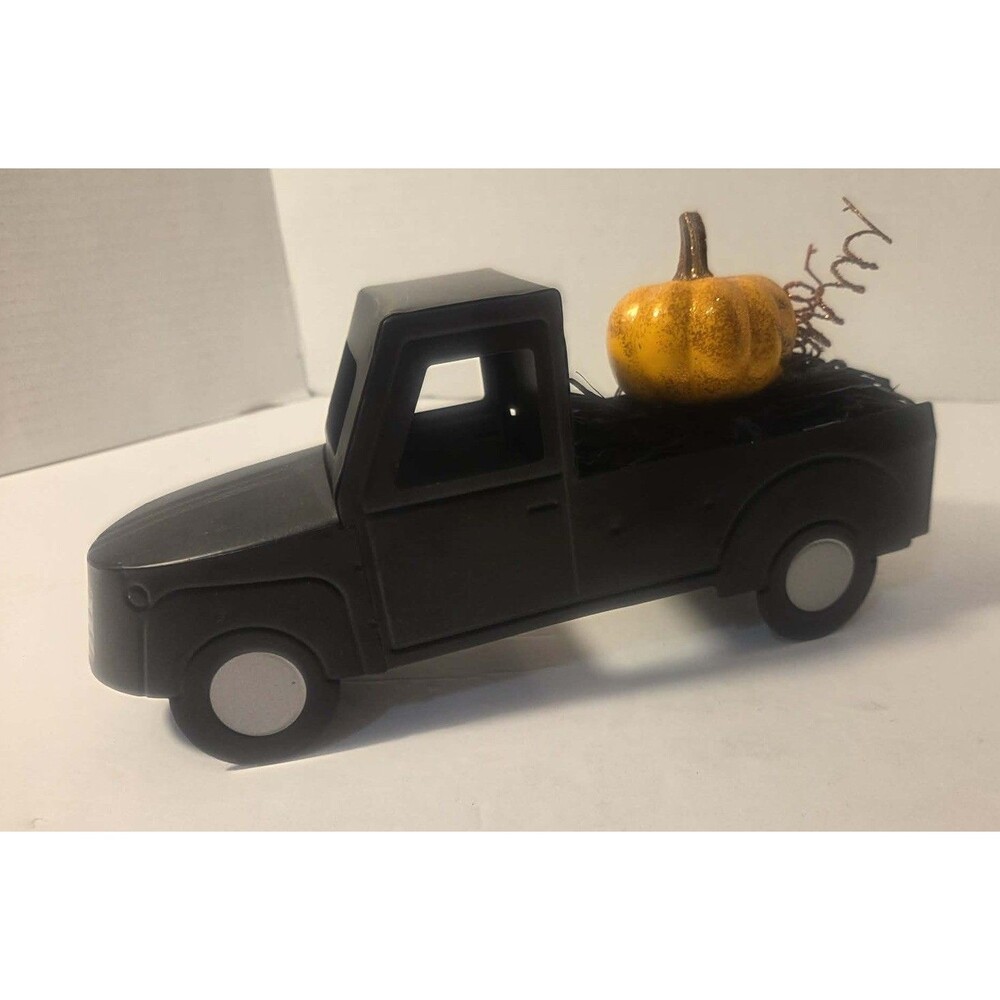 Halloween Pumpkin Black Metal Truck 10.5" Table Mantel  Decor Farmhouse